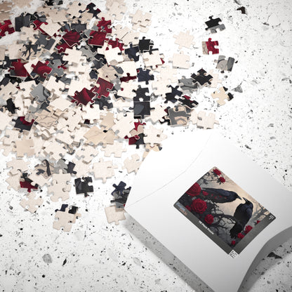 Gothic Raven and Crimson Roses Puzzle, Hauntingly Beautiful Dark Fantasy Art Jigsaw Game, Mind Challenge, Artistic Hobby, Puzzle Lover Gift Puzzle The Puzzle Chest