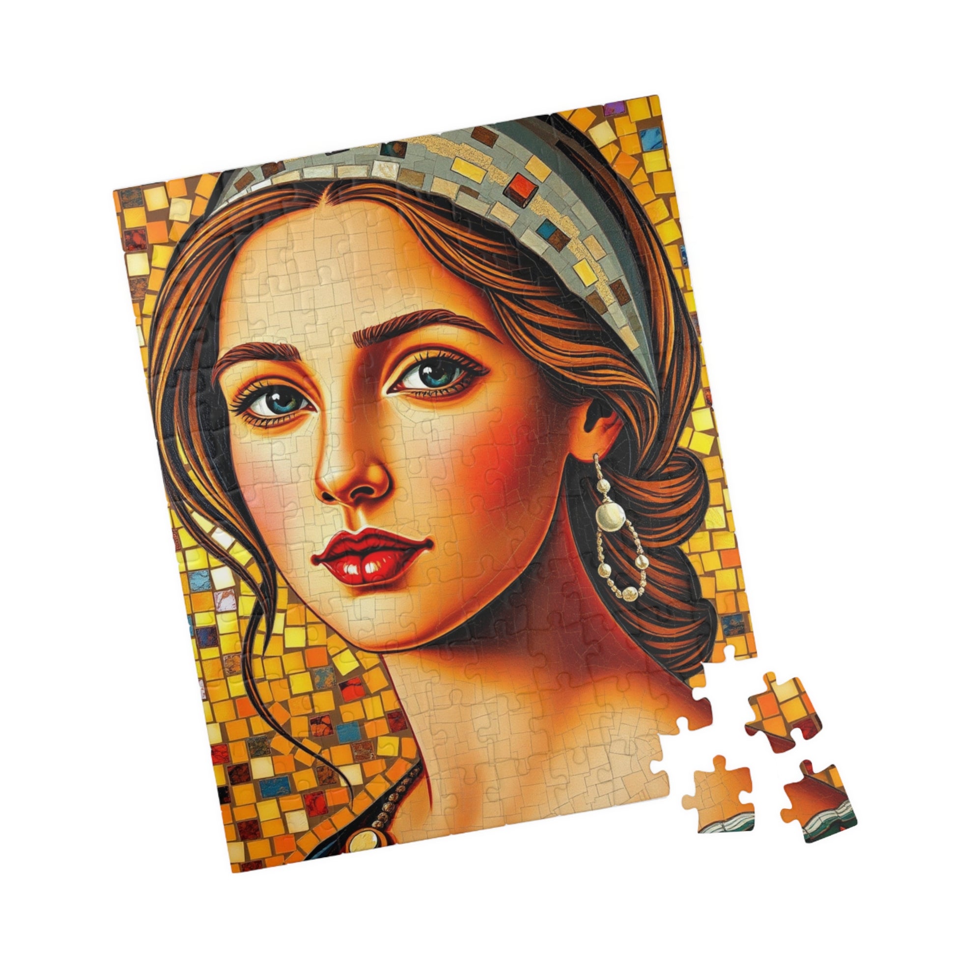 Mosaic Portrait Renaissance Woman Puzzle - 110, 252, 520, 1014-piece | Decorative Gift for Art Lover, Family or Solo Fun, Unique Collectible Puzzle The Puzzle Chest