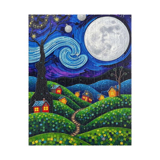 Mosaic Moonlit Village Puzzle | 110-1014 Piece Jigsaw Game | Perfect Gift for Puzzle and Art Lovers | Family Game Night | Mindfulness Hobby 252 pcs (Vertical) Puzzle The Puzzle Chest