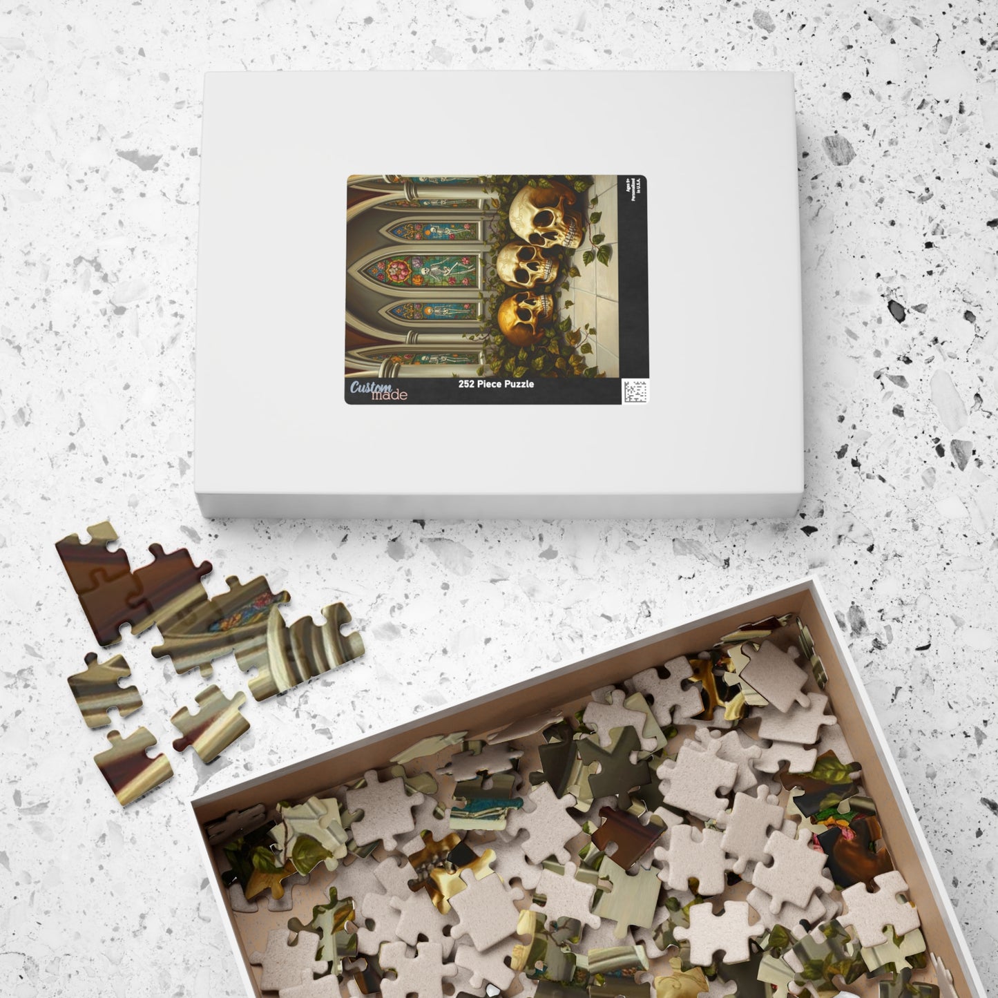 Ornate Ossuary Bloom - Skull Garden Puzzle, Gothic Artwork Jigsaw Game for Gift for Puzzle Lover, Halloween Decor, Stress Relief Activity