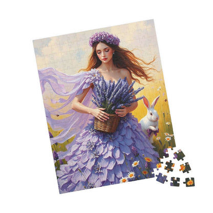 Lady of the Lavender Meadow - Pastel Floral Garden Jigsaw Puzzle for Nature and Flower Lover