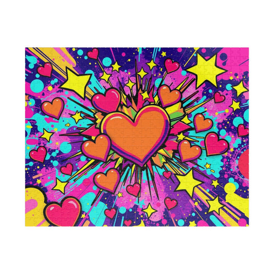 Overlapping Hearts Jigsaw Puzzle for Adults - Pop Art Design, Solo Fun or Family Activity, Puzzle Lover Gift for Friend Birthday Holiday 520 pcs (Horizontal) Puzzle The Puzzle Chest