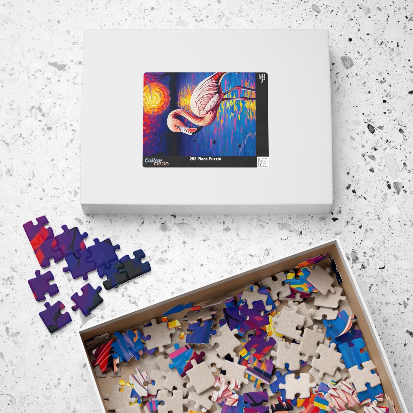 Flamingo Sunset Mosaic Jigsaw Puzzle, 110-1014 Piece, Fun Family Activity, Creative Hobby, Educational Game, Gift for Bird Lovers Puzzle The Puzzle Chest