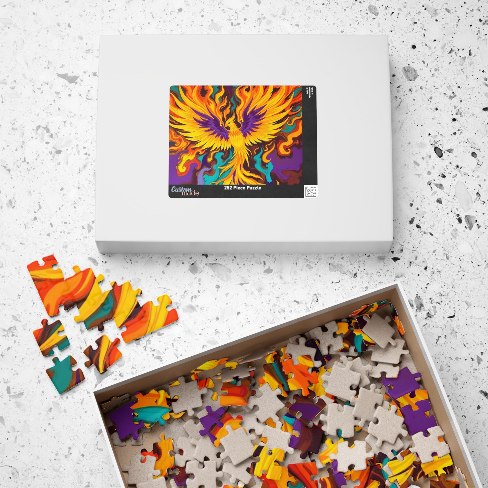Abstract Phoenix Rising Jigsaw Puzzle (110-1014 Piece), Firebird Engulfed in Vibrant Flames, Puzzle Lover Unique Gift, Fun Brain Teaser Puzzle The Puzzle Chest