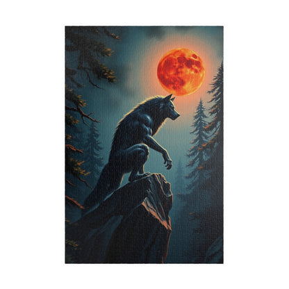 Moonlit Wolf Puzzle - Jigsaw Game for Nature and Animal Lovers, Creative Gift Idea for Friends, Cozy Night In, Family Activity Brain Teaser