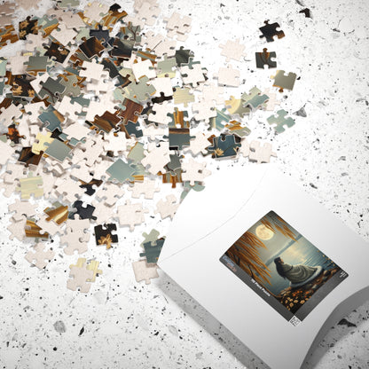 Mythical Jigsaw Puzzle, Moonlit Lake with Selkie, 110/252/520/1014-piece, Willow Trees, Flowers, Sealskin Cloak, Gift for Fantasy Lover Puzzle The Puzzle Chest