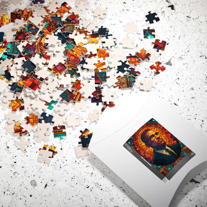 Afrocentric Malcolm X Puzzle – Stained Glass Black History Jigsaw, Civil Rights Movement Educational Gift for Adults & Teens Puzzle The Puzzle Chest