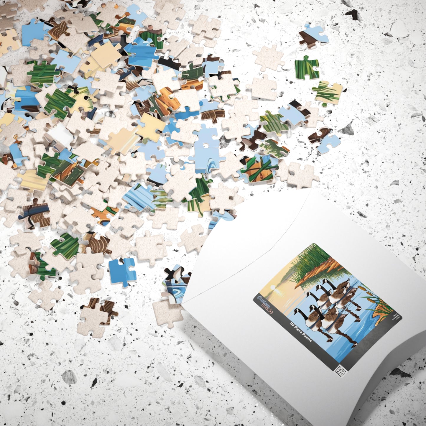 Puzzle, Geese Gliding Across Glassy Lake, 110 252 520 1014-Piece Sunrise Jigsaw Game, Relaxing Activity, Bird Lovers Gift, Wildlife Puzzle Puzzle The Puzzle Chest