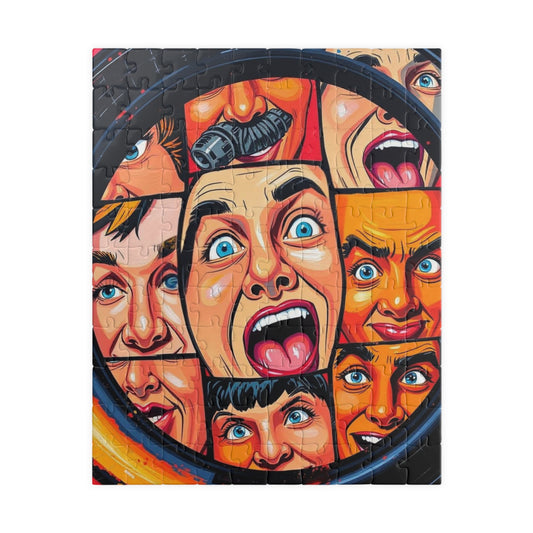 Vibrant Face Collage Puzzle, Pop Art Jigsaw Game Fun Family Activity, Unique Gift Idea for Friend, Colorful Home Entertainment, Brain Teaser 110 pcs (Vertical) Puzzle The Puzzle Chest