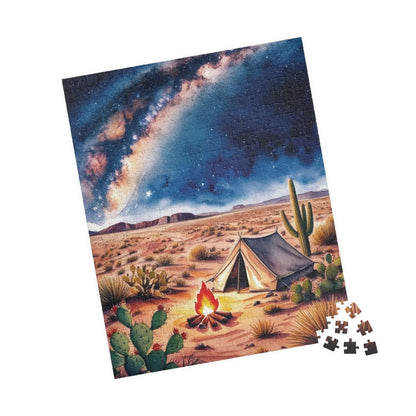 Vast Desert Landscape Jigsaw Puzzle, Milky Way Campfire, and Tent Under the Stars, Peaceful Desert Night Scene Game for Adult Puzzle Lover Puzzle The Puzzle Chest