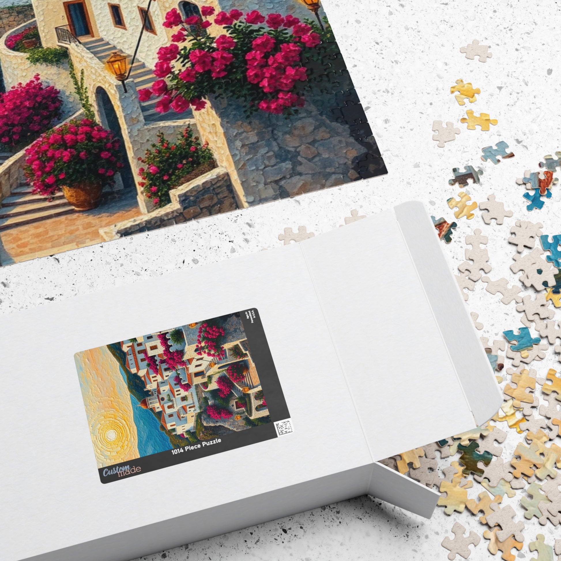 Mediterranean Village Jigsaw Puzzle - Mosaic Design, Tabletop Game for Family Activity, Mental Exercise, Quiet Pastime, Puzzle Lover Gift The Puzzle Chest