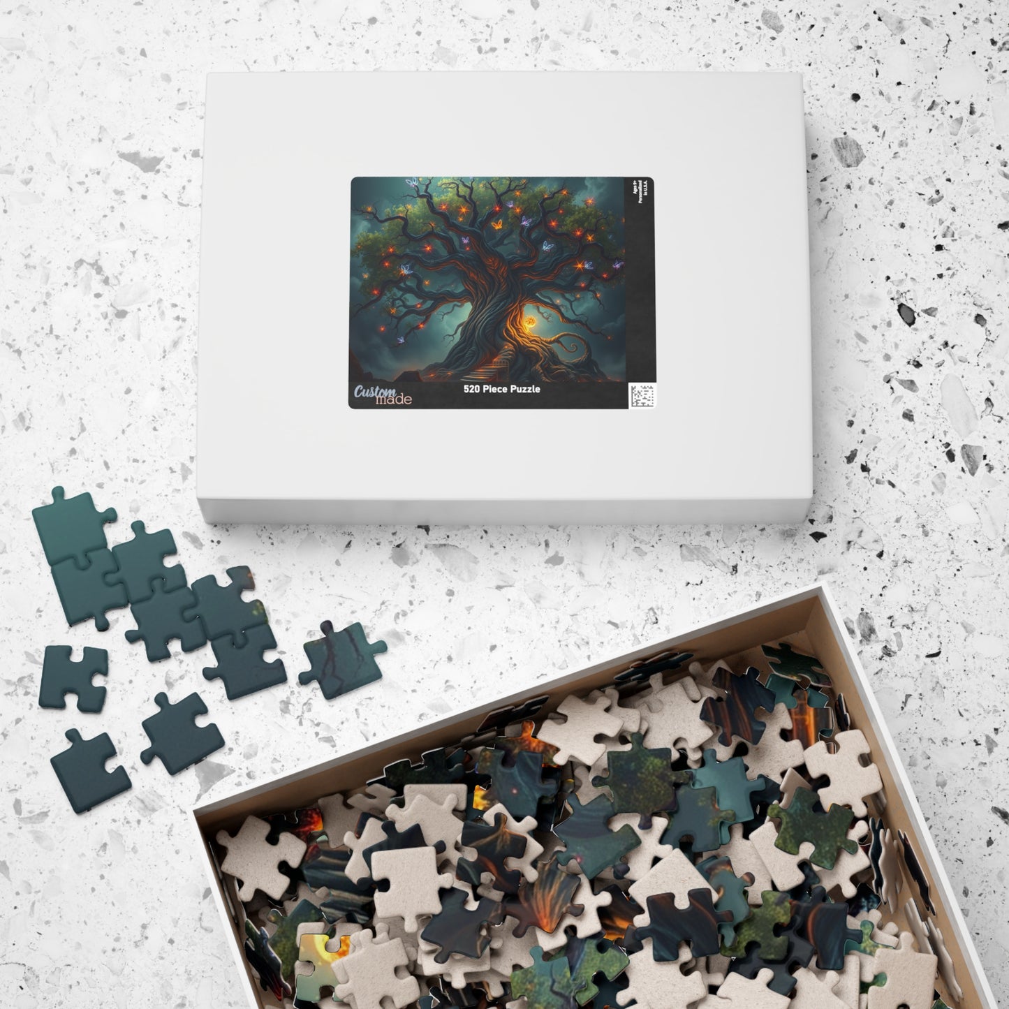 Gothic Jigsaw Puzzle, Ancient Tree with Neon Vines, Fantasy Dark Art Puzzle for Adult, Gift for Puzzle Lover Art Enthusiast Present, Unique Puzzle The Puzzle Chest