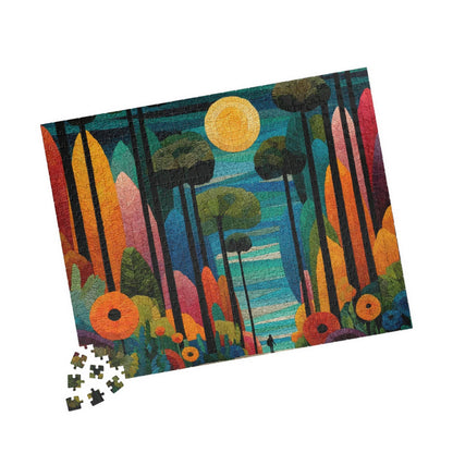 Mosaic Abstract Floral Landscape Jigsaw Puzzle, Nature Theme Holiday Birthday Gift for Friend, Family Activity, Art Decor, Mindfulness Fun 520 pcs (Horizontal) Puzzle The Puzzle Chest