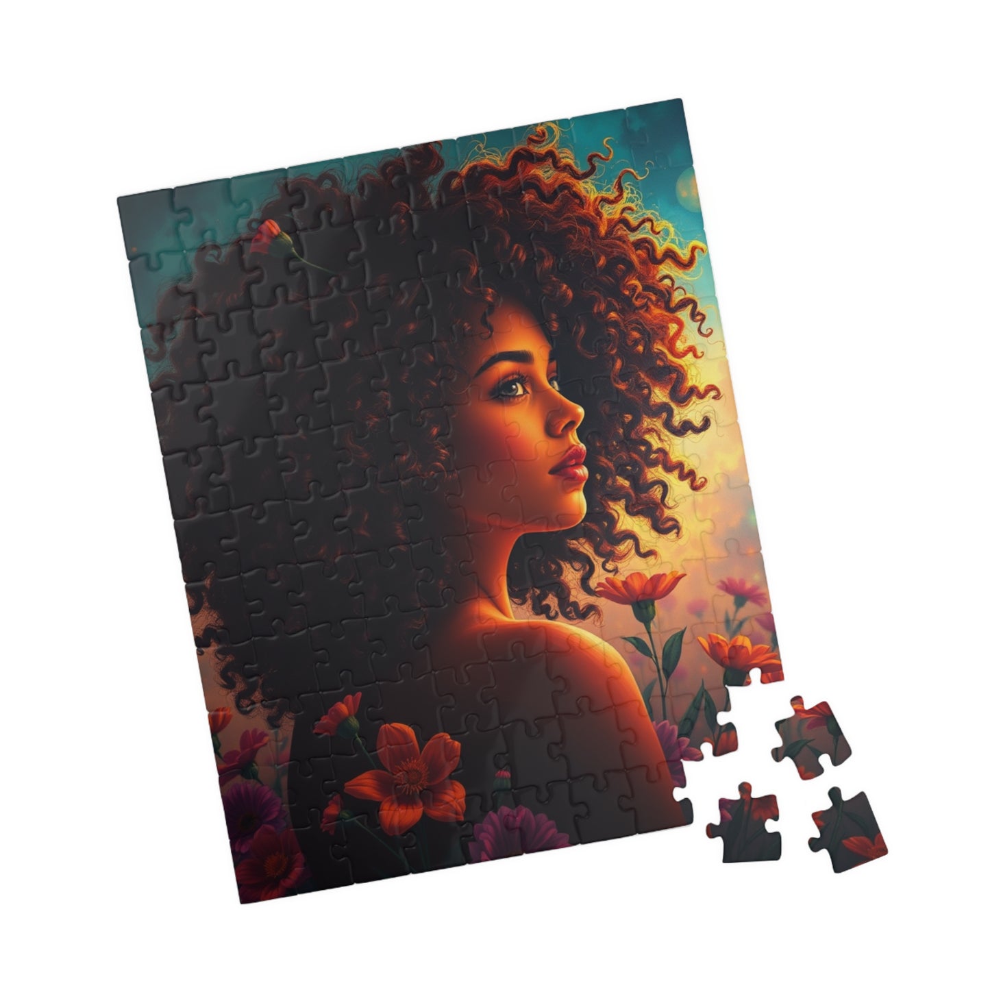 Floral Afrocentric Puzzle African American Woman, Perfect for Cozy Night Mindfulness Activity, Black Art Lover Gift, Family Fun Brain Teaser Puzzle The Puzzle Chest