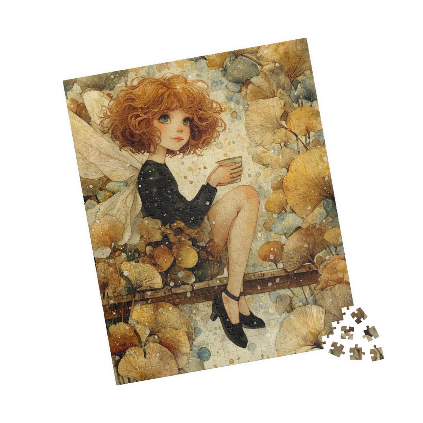 Misty Forest Fairy Jigsaw Puzzle - Enchanted Autumn Fairy Watercolor Woodland Bridge Fantasy Art 520 pcs (Vertical) Puzzle The Puzzle Chest