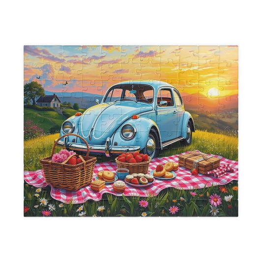 Vintage Picnic Puzzle, 110, 252, 520, 1014-piece Retro Auto Jigsaw Game for Nature Lover Gift, Family Fun, Solo Indoor Activity