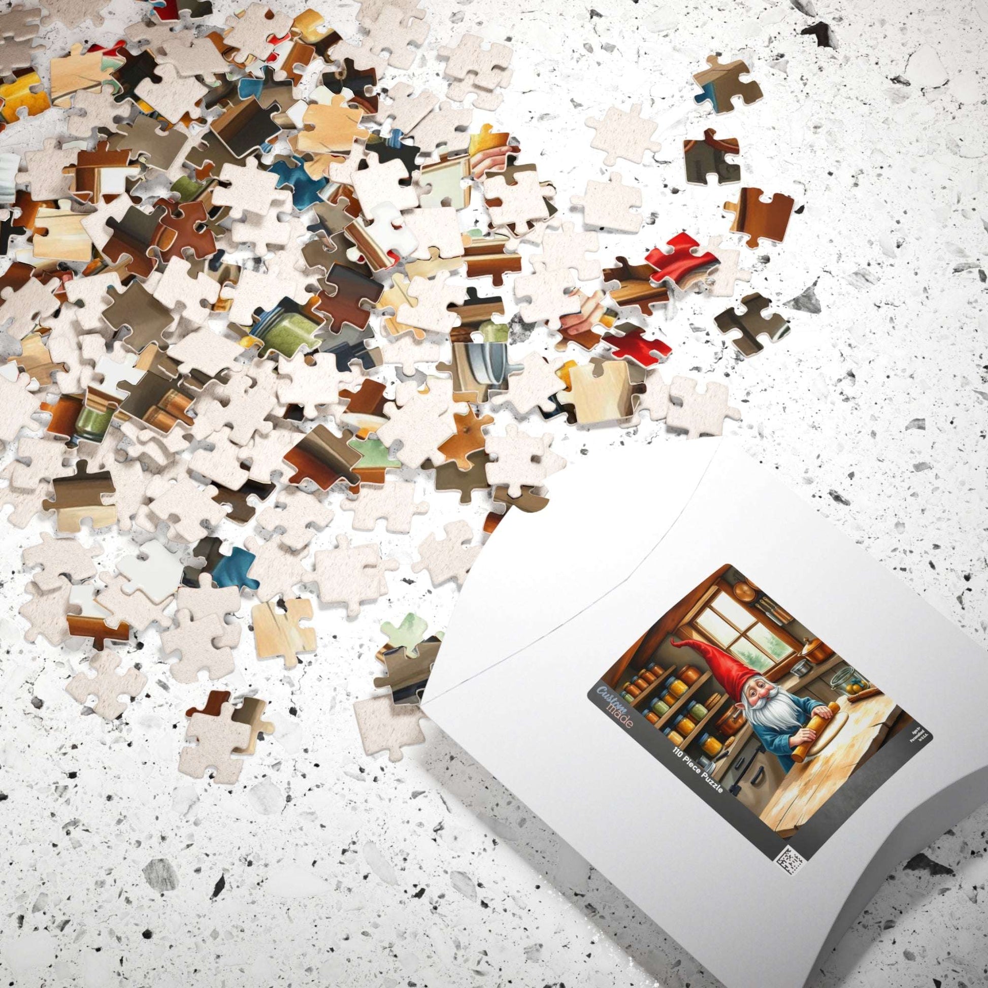 Gnome Rolling Dough in Cottagecore Kitchen – Dwarf Storybook Baking Jigsaw Puzzle Puzzle The Puzzle Chest