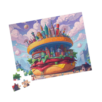 Giant Burger Cityscape Pop Art Puzzle, Colorful Fun and Unique Jigsaw Game Toy, Gift for Food and Urban Art Lovers, Entertaining Pastime Puzzle The Puzzle Chest