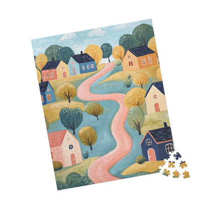 Whimsical Riverside Village Jigsaw Puzzle 110-520 Piece 520 pcs (Vertical) Puzzle The Puzzle Chest