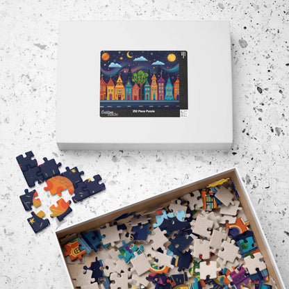Raindrop Row Town Jigsaw Puzzle - Nighttime Village Puzzle Game Puzzle The Puzzle Chest