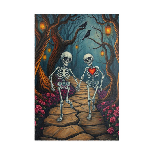 Spooky Romance Skeleton Puzzle for Adults, Perfect for Halloween Couples Night Family Fun Unique Gothic Gift for Puzzle Enthusiast