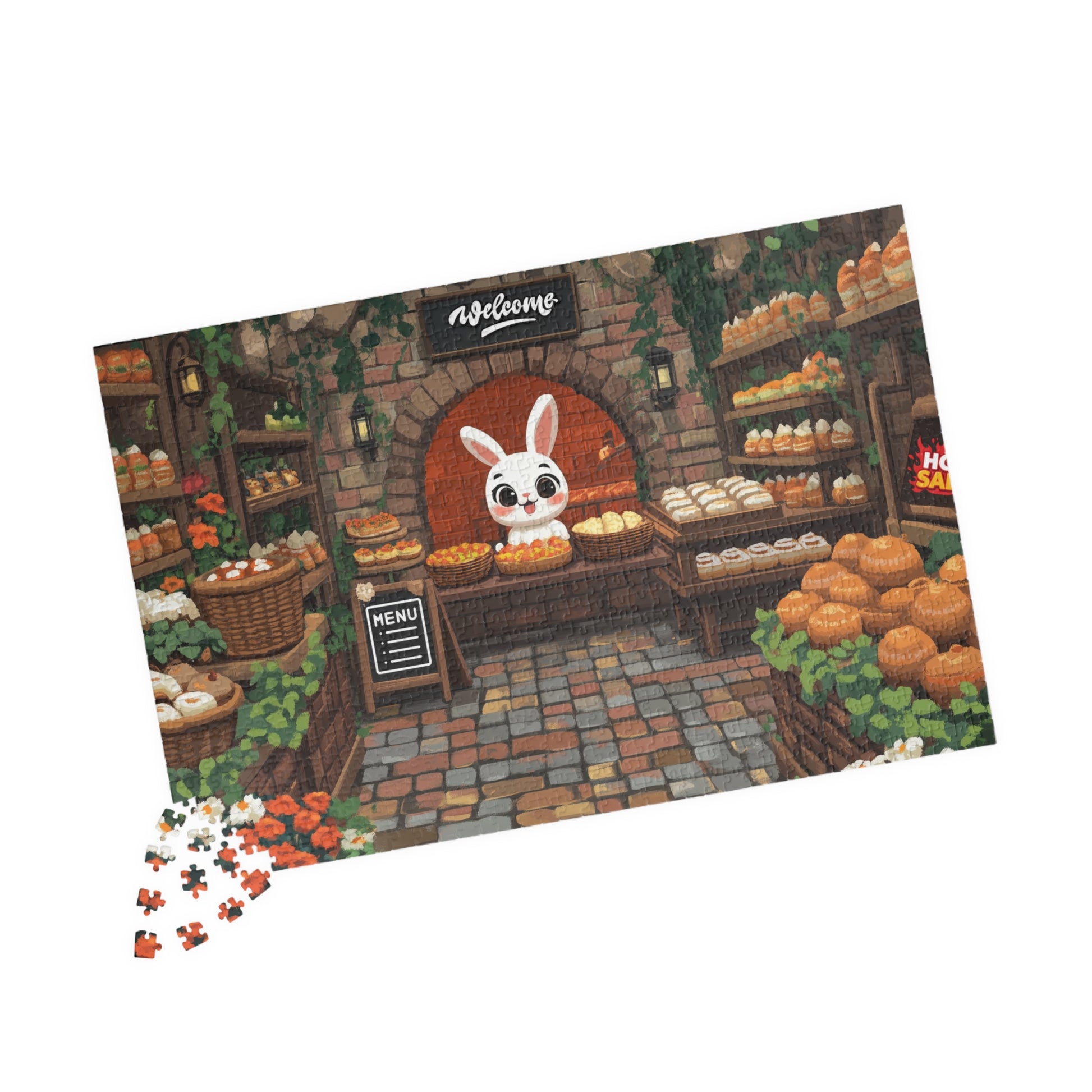 Bunny Bakery Puzzle 520 Piece | Cute Rabbit Bread Shop Jigsaw 1014 pcs (Horizontal) Puzzle The Puzzle Chest