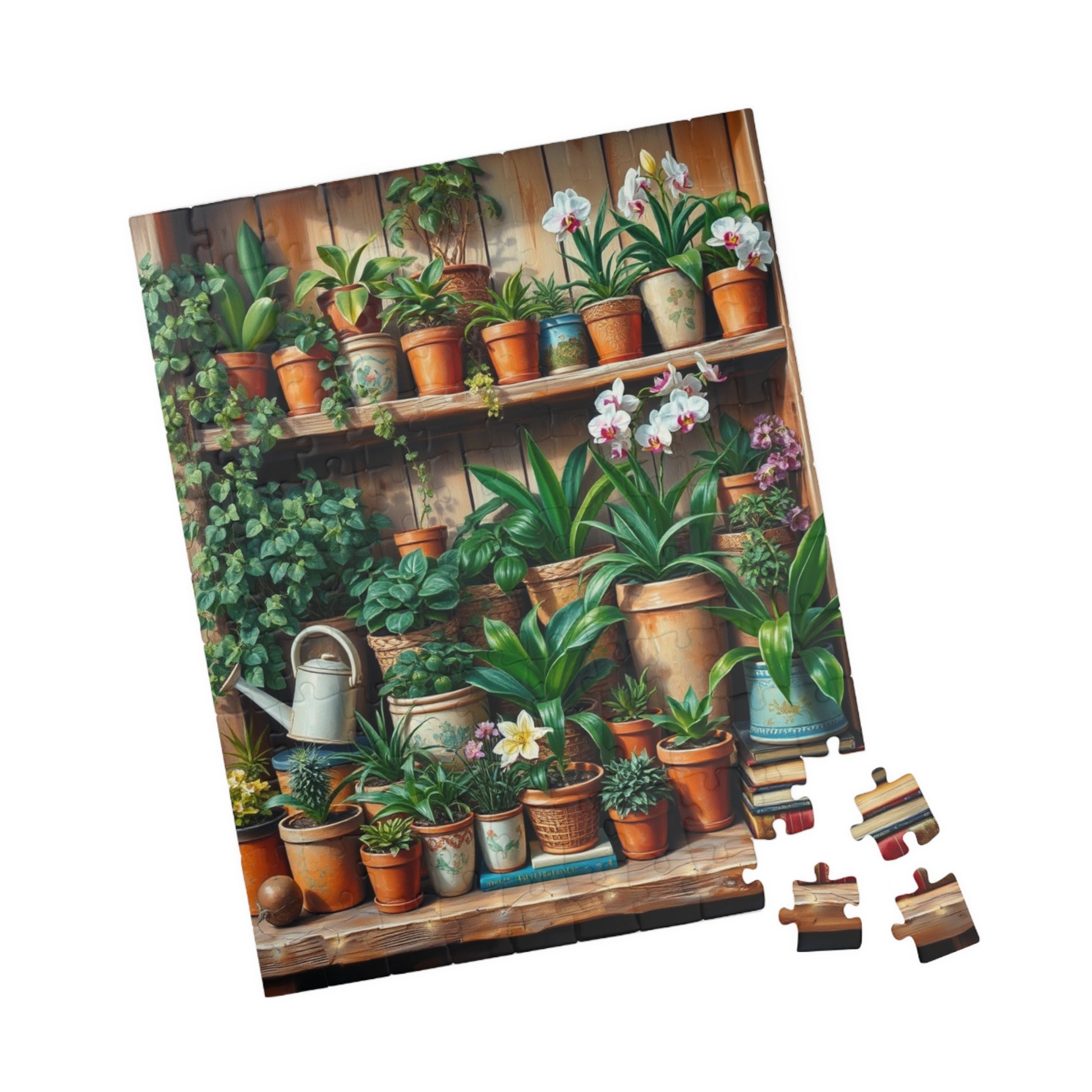 Botanical Garden Puzzle - Wooden Plant Shelf 110, 252, 520, 1014-piece | Nature Lover Gift, Family Activity, Botanical Art, Eco-Friendly Fun Puzzle The Puzzle Chest