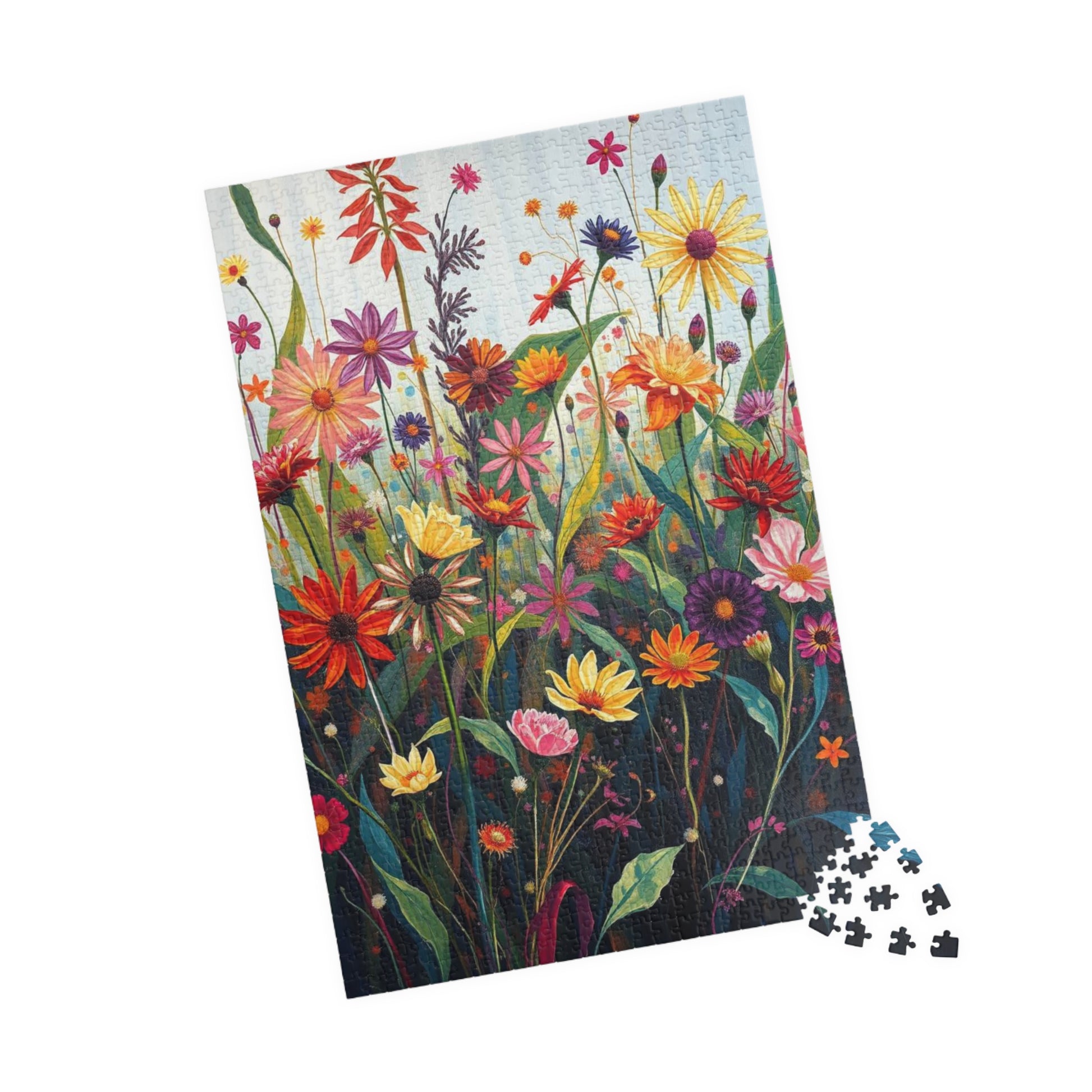 Floral Wildflower Jigsaw Puzzle, Vibrant Garden Scene, Family Activity, Gift for Flower Lover, Home Entertainment Mindfulness Hobby Puzzle The Puzzle Chest