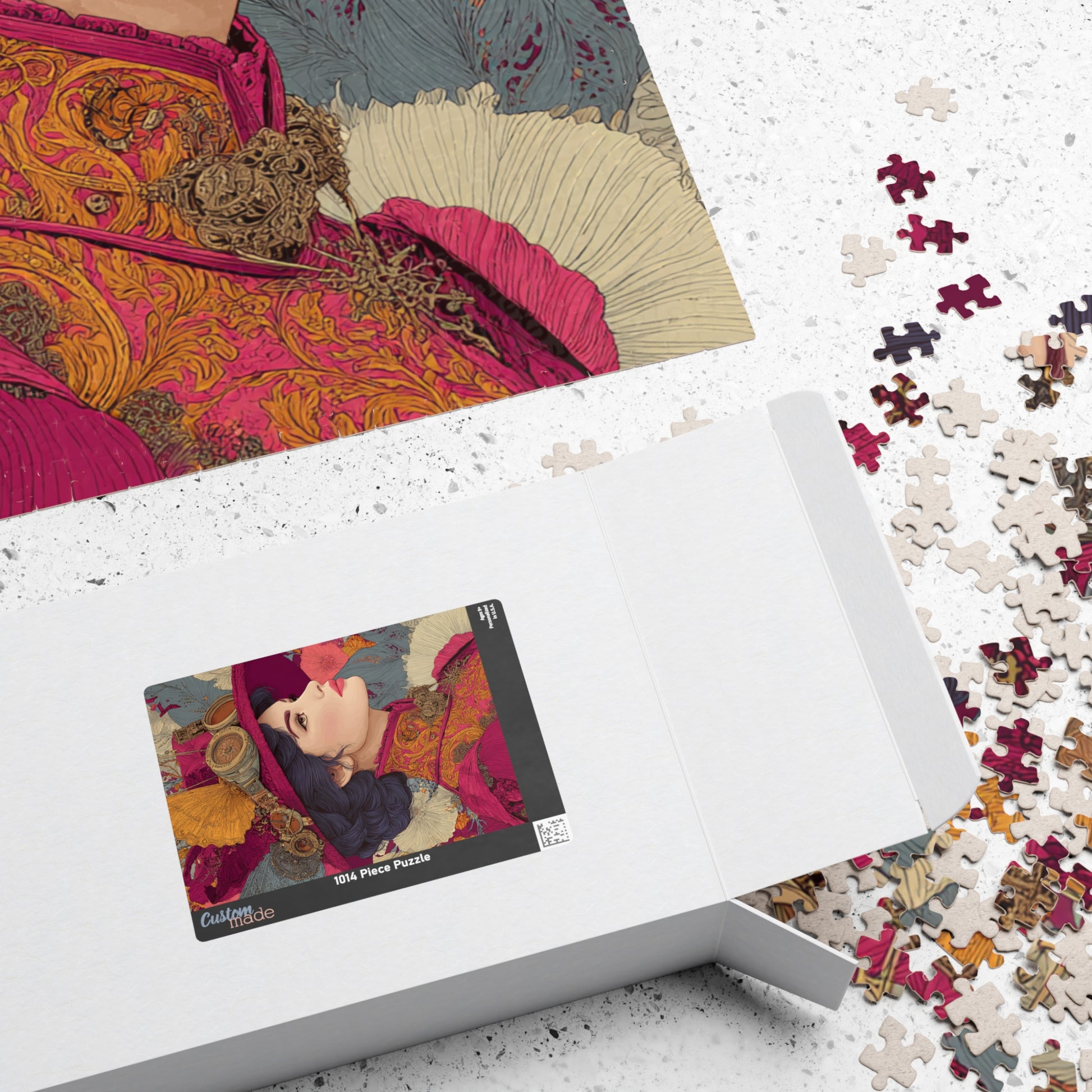 Vibrant Steampunk Lady Jigsaw Puzzle – Artistic Floral Background and Vintage Gear Hat Puzzle The Puzzle Chest