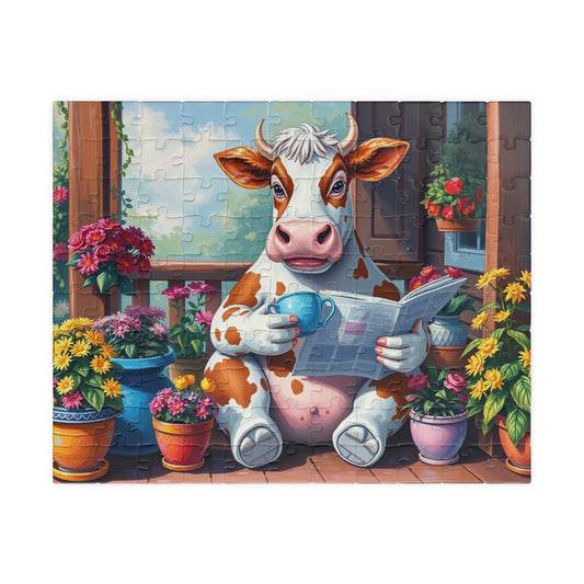 Whimsical Cow Jigsaw Puzzle, Fun Home Solo Entertainment, Gift for Farm Lovers Animal Enthusiasts, Family Game Night, Mindfulness Activity