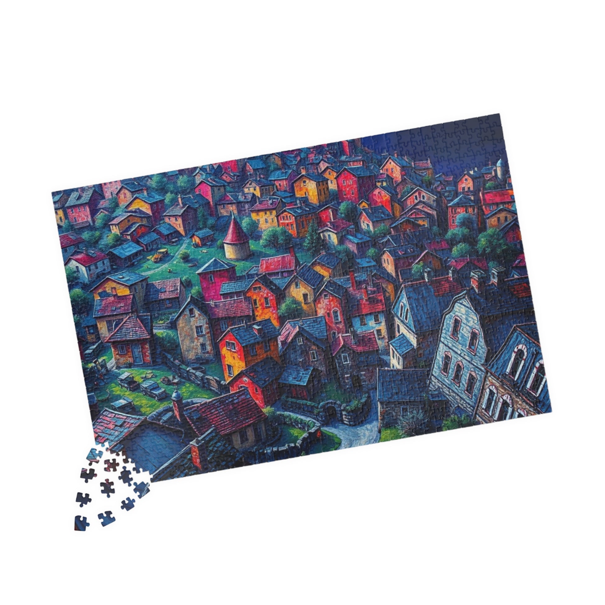Electric Macro Close-Up Village Puzzle, Vivid Colors 3D Town Challenging, Jigsaw Game (110, 252, 520, 1014-pieces), Gift for Puzzle Fans The Puzzle Chest