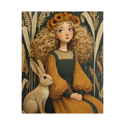 Cornfield Harvest Jigsaw Puzzle – Sunflower Girl, Prairie Dress, Autumn Bunny Puzzle The Puzzle Chest