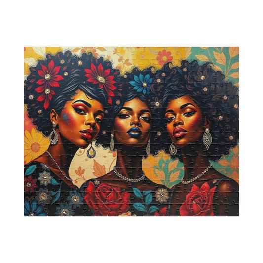 Afrocentric Jigsaw Puzzle, Black Woman Artwork, Cultural Design for Family Fun, Home Entertainment Gift for Puzzle Lover, Mindful Activity