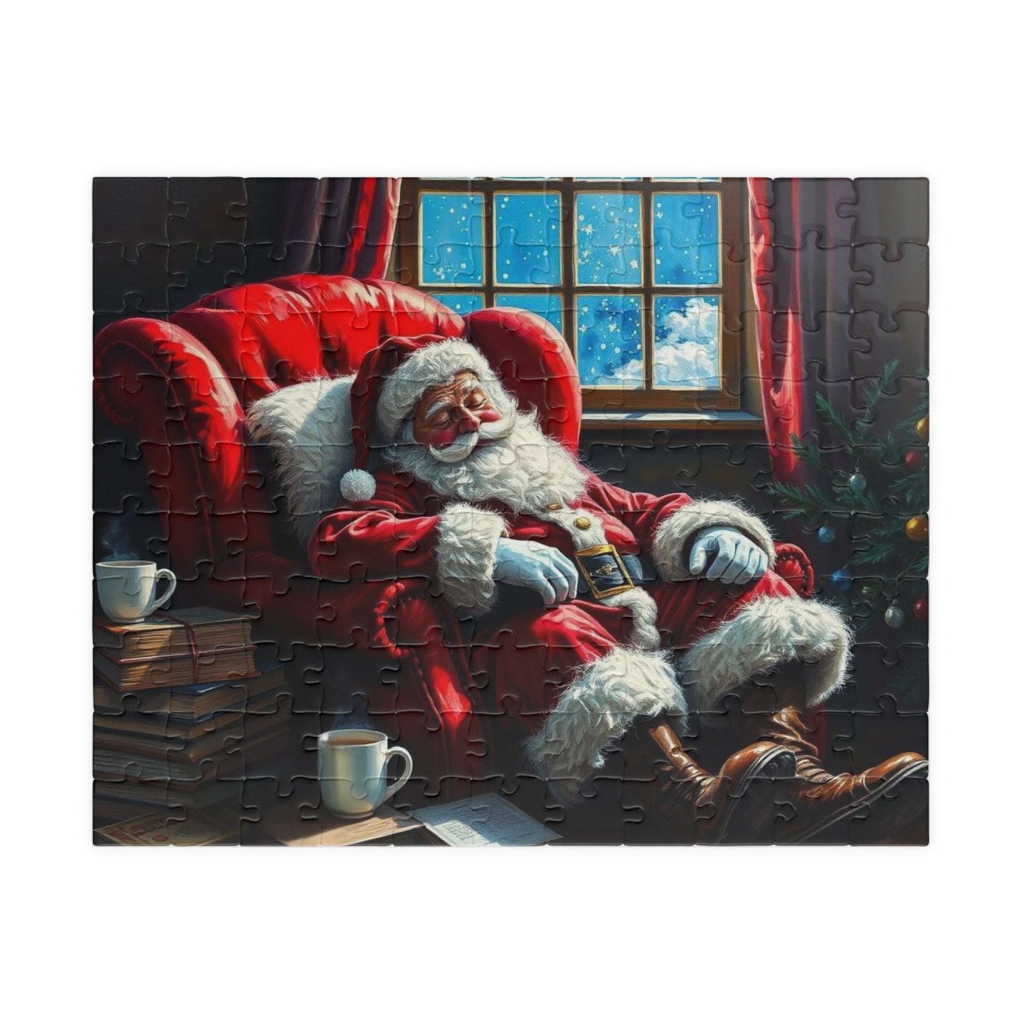 Cozy Santa Jigsaw Puzzle for Adults Holiday Fun, Christmas Themed Puzzle