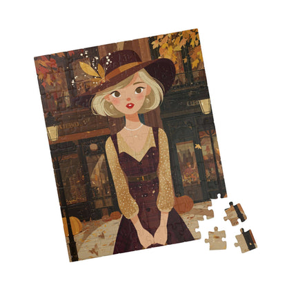 1920s Autumn Cowgirl Jigsaw Puzzle - Flapper Era, Fall Themed Retro Cartoon-Style Illustration 110 pcs (Vertical) Puzzle The Puzzle Chest