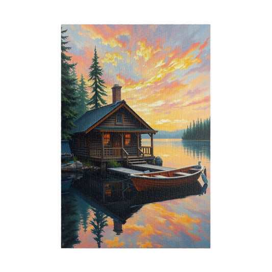 Serene Lakeside Cabin Puzzle | Perfect for Nature Lovers, Family Game Night, Cozy Evenings, Gifts and Home Decor 1014 pcs (Vertical) Puzzle The Puzzle Chest