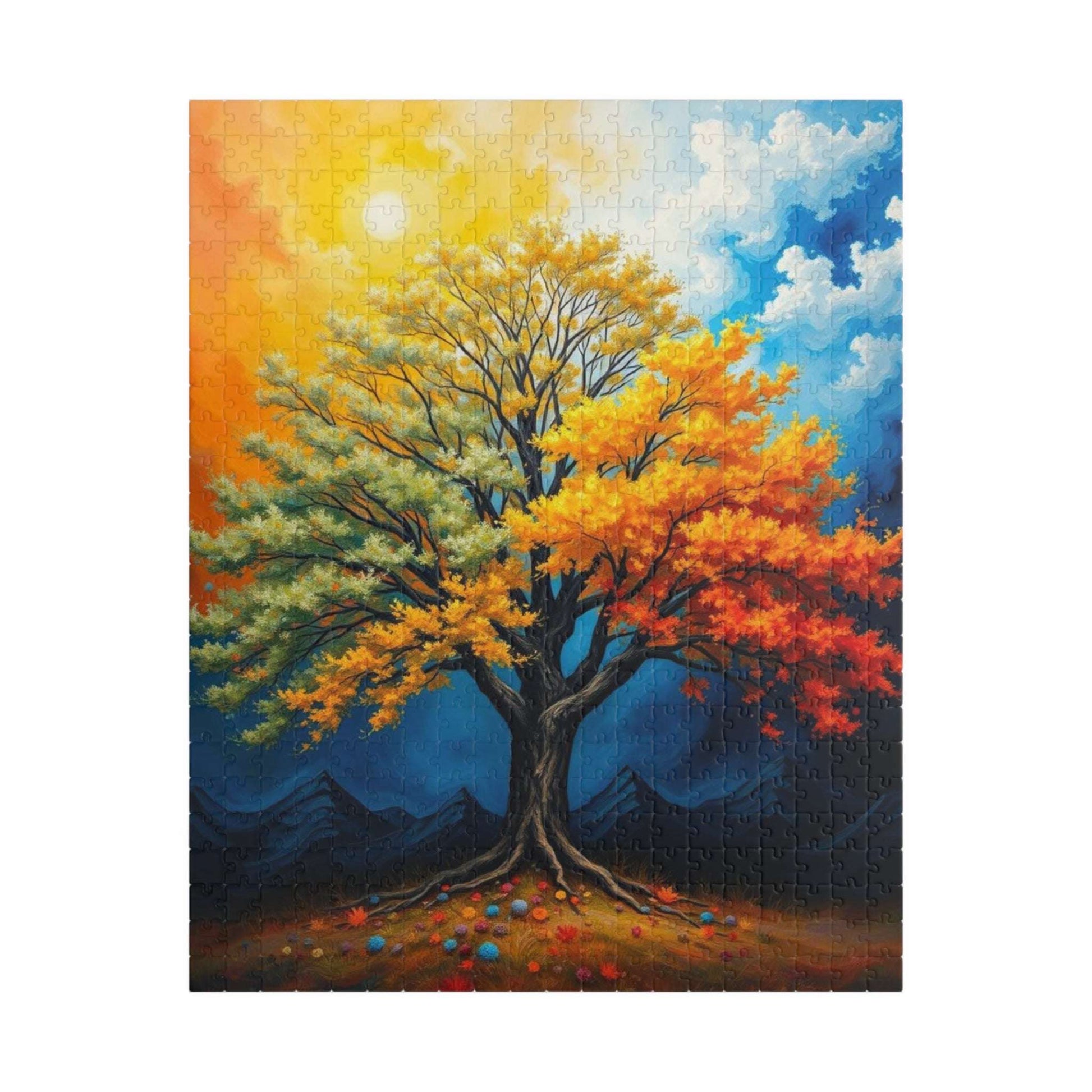Vibrant Seasonal Tree Puzzle, Landscape Jigsaw Puzzle for Family Activity or Solo Fun, Nature Lovers Gift for Friends 520 pcs (Vertical) Puzzle The Puzzle Chest