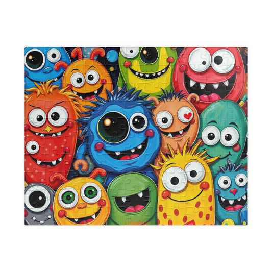 Cute Cartoon Monster Jigsaw Puzzle, Monster Puzzle, Halloween Puzzle, Fun Activity, Game Night Entertainment, Birthday Gift for Friends 110 pcs (Horizontal) Puzzle The Puzzle Chest