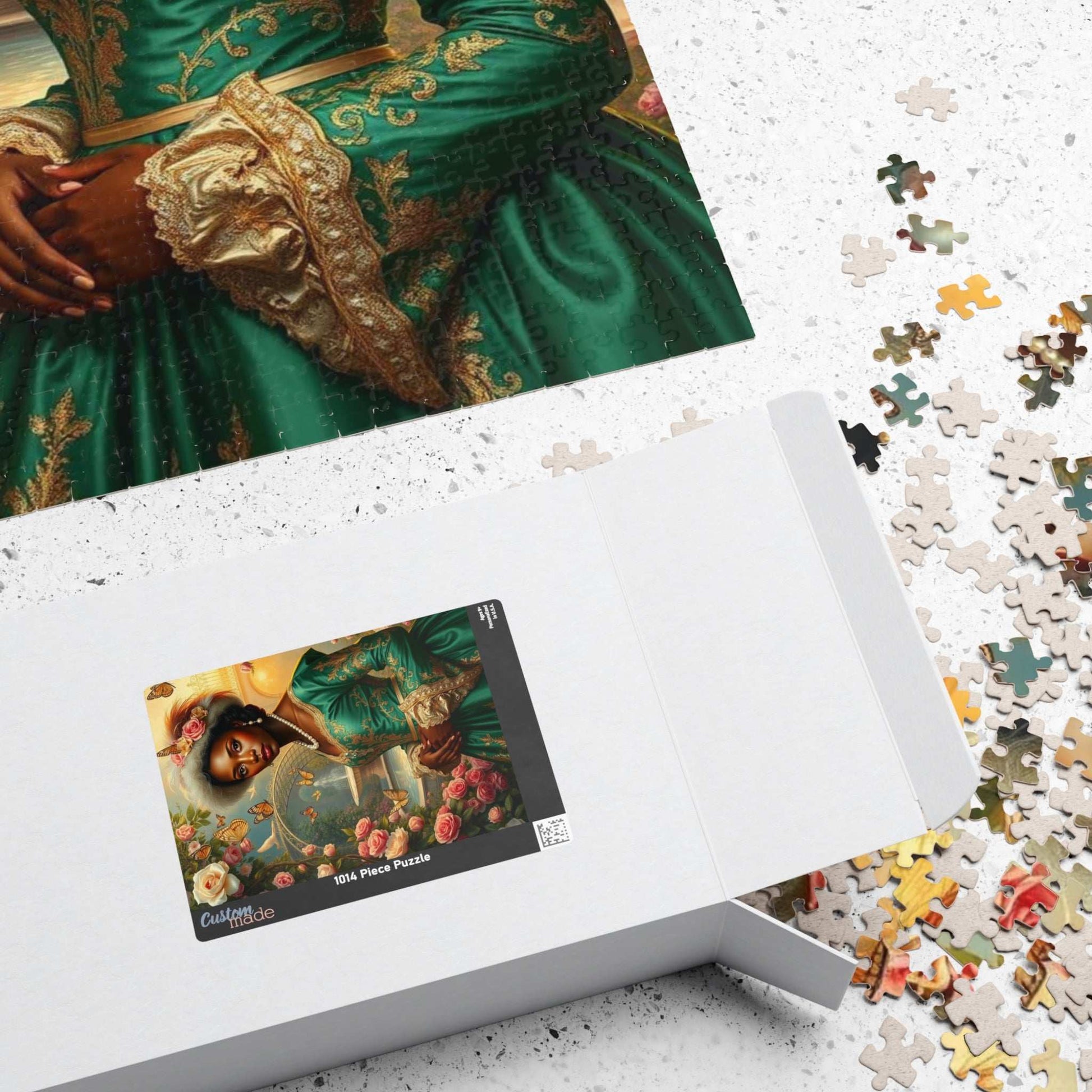 Floral Victorian Black Woman Jigsaw Puzzle, African American Lady Art, Afrocentric Artwork Puzzle The Puzzle Chest
