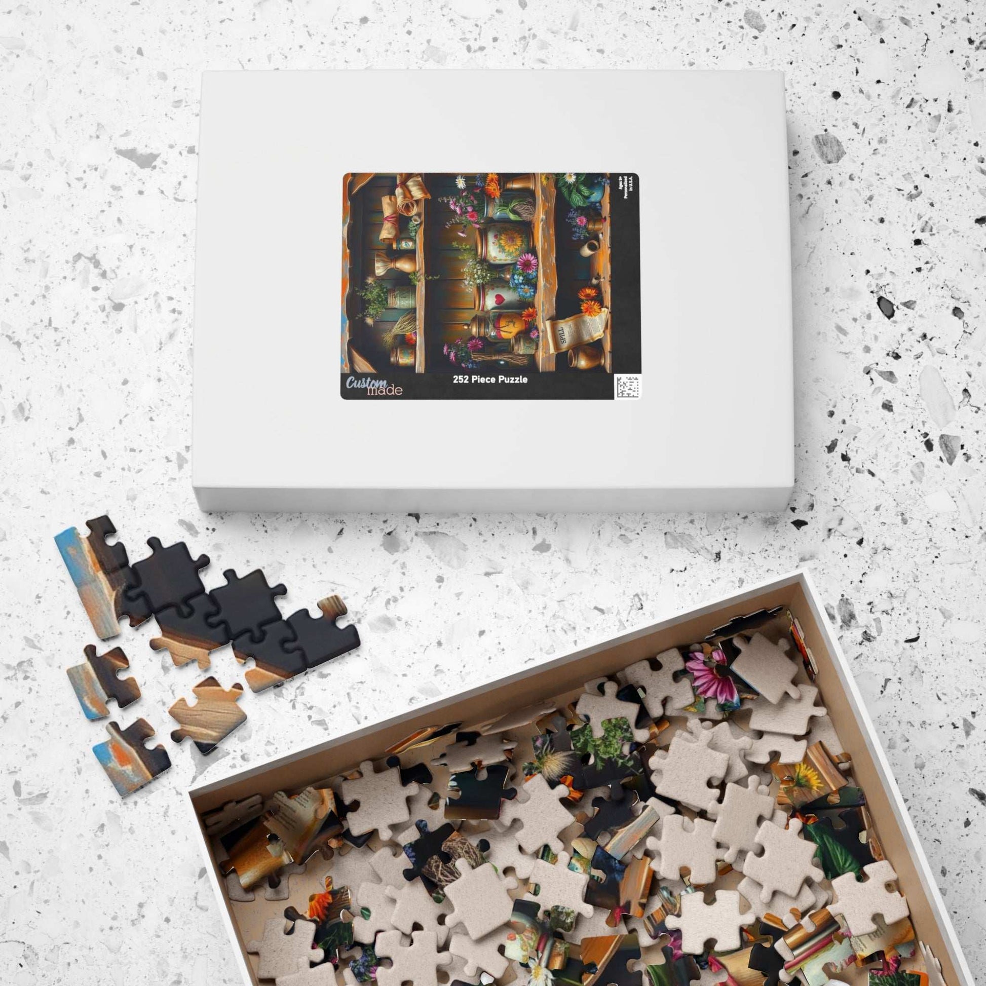 Stitchleaf Spell Shelf Jigsaw Puzzle - Cozy Cottage Folk Art Adult 110-520 Piece Game for Nature Lover, Family Fun, Birthday Gift for Friend Puzzle The Puzzle Chest