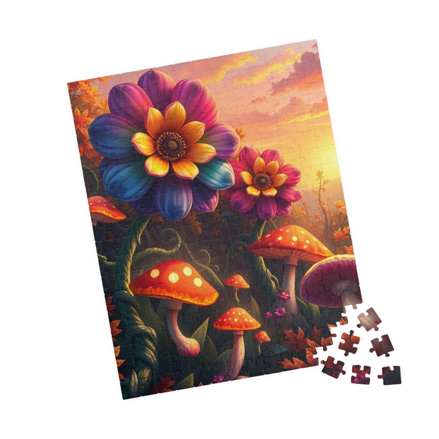 Fantasy Botanical Garden Puzzle, 110 252 520 1014-Piece Jigsaw Game, Colorful Oversized Flowers and Twisting Vines for Relaxation, Giftable Puzzle The Puzzle Chest