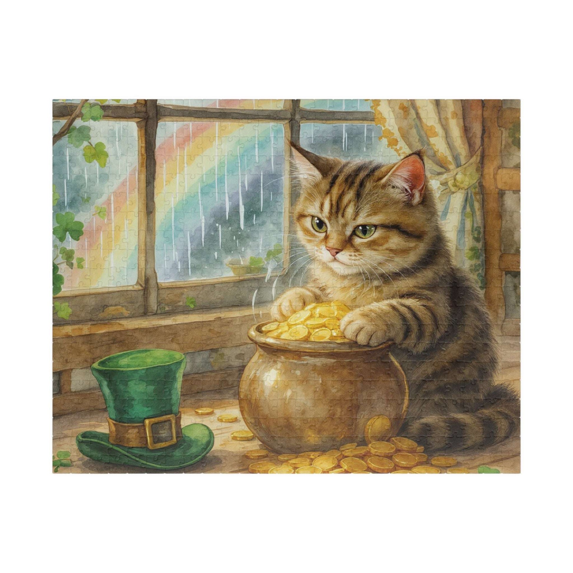 St. Patrick’s Day Lucky Cat Jigsaw Puzzle – Fun Family Puzzle Game, Cat Lover Gift, Relaxing Home Entertainment & Game Night Activity Puzzle The Puzzle Chest