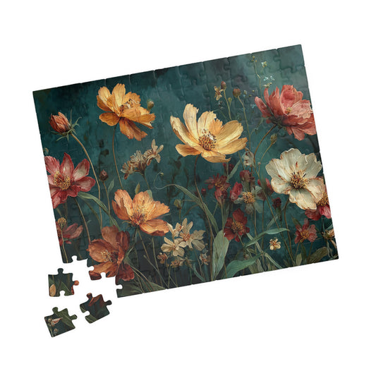 Autumn Wildflower Jigsaw Puzzle - Tranquil Field of Flowers, Nature Inspired Floral Art