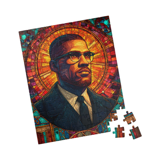 Afrocentric Malcolm X Puzzle – Stained Glass Black History Jigsaw, Civil Rights Movement Educational Gift for Adults & Teens 110 pcs (Vertical) Puzzle The Puzzle Chest