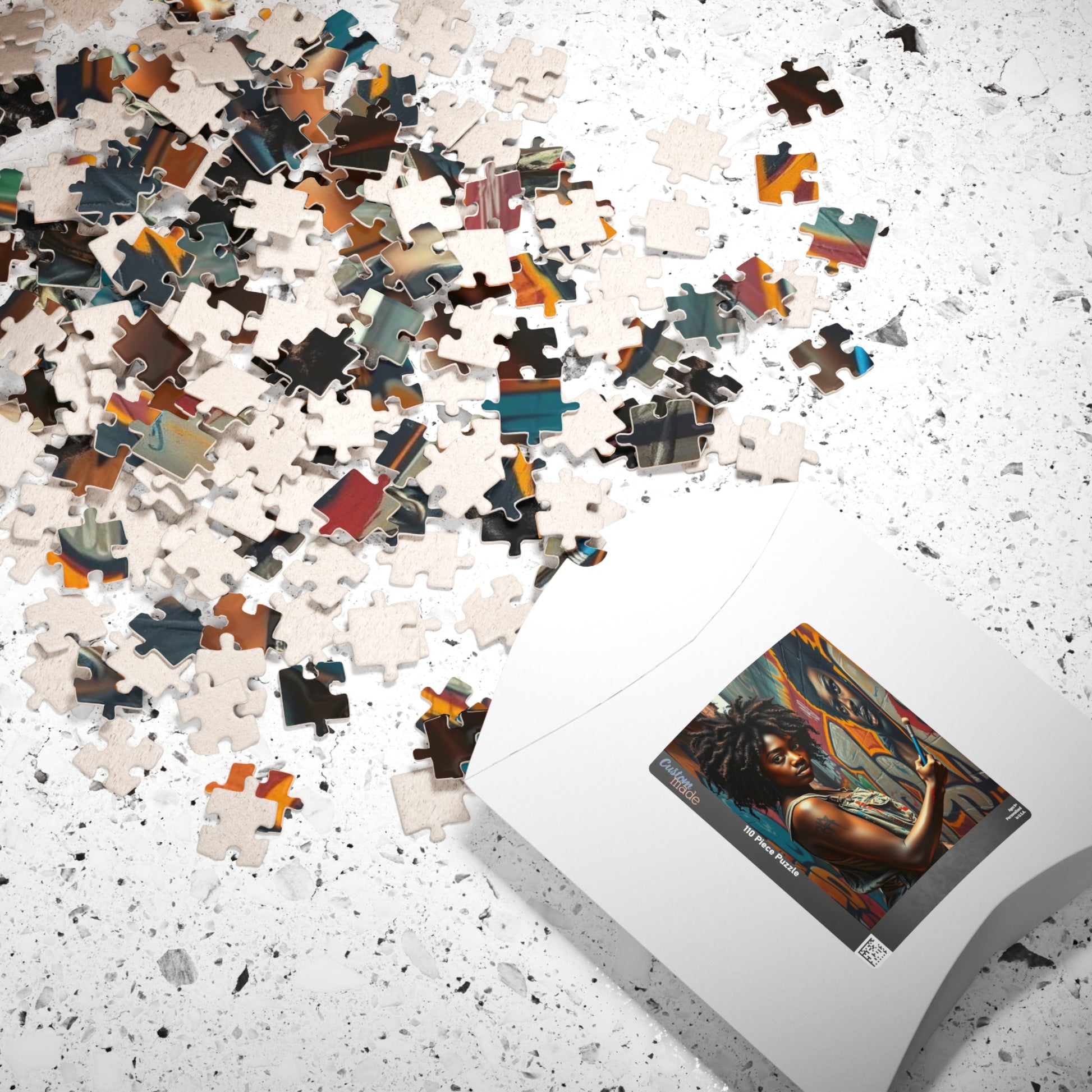 Graffiti Jigsaw Puzzle - Black Art Urban Street Scene, African American Woman Artwork, Afrocentric Gift for Artists and Art Lovers, Unique Puzzle The Puzzle Chest