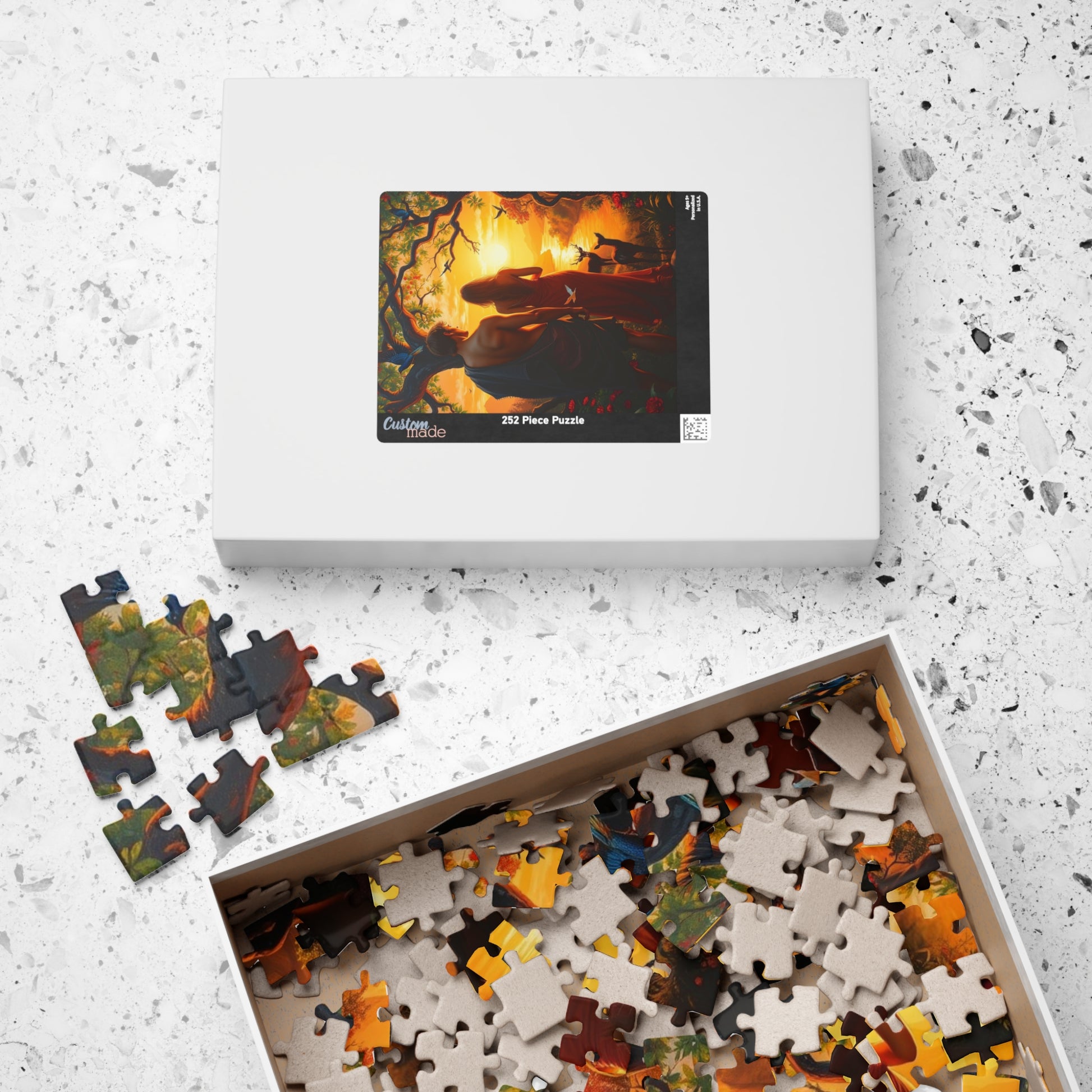 Christian Jigsaw Puzzle - Adam and Eve Garden of Eden at Sunset, Religious Gift for Friends, Cozy Nights In Solo Fun Family, Mental Exercise Puzzle The Puzzle Chest