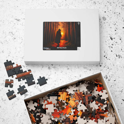 The Silent Passage Jigsaw Puzzle - Cloaked Figure Hollow Grove Eerie Sunset, Gothic Puzzle, Moody Landscape Puzzle, Dark Fantasy Art Puzzle Puzzle The Puzzle Chest