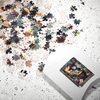 Whimsical Witch Puzzle, Halloween Jigsaw Game Perfect Gift for Puzzle Lovers, Family Game Night, Creative Challenge, Fun Seasonal Activity