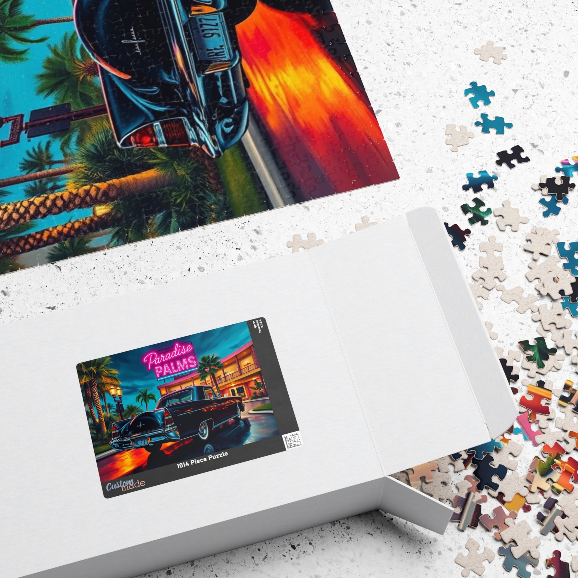 Vintage Car Jigsaw Puzzle - 1956 Continental, Retro Hotel Scene with Classic Vehicle Puzzle The Puzzle Chest