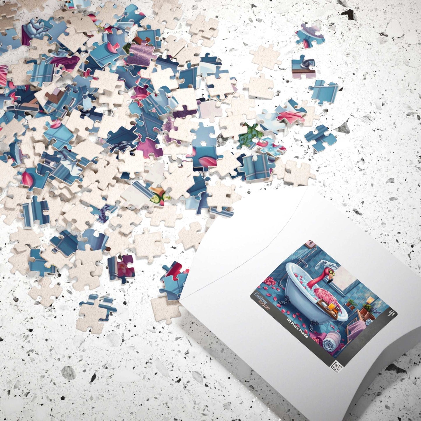 Flamingo Spa Retreat - Cozy Bathroom Puzzle for Adults, Fun Bath Time Art Jigsaw, Unique Gift for Friends, Family Game Night, Brain Teaser